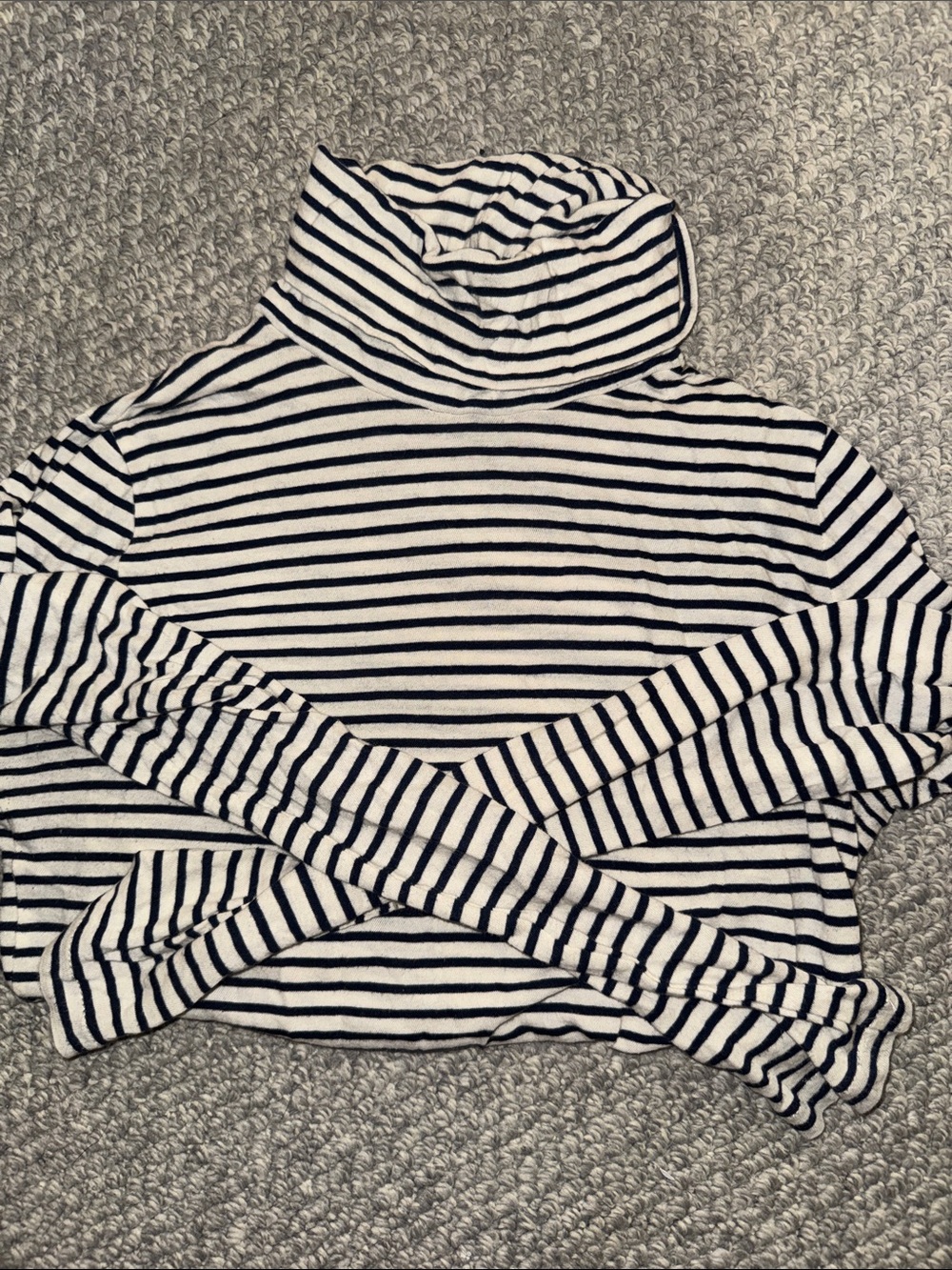 J. Crew Blue & White Striped Turtleneck Long Sleeve Top